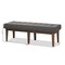 Baxton Studio Lucca Walnut Wood Dark Grey Button-Tufted Bench 140-7567 - alternate 8